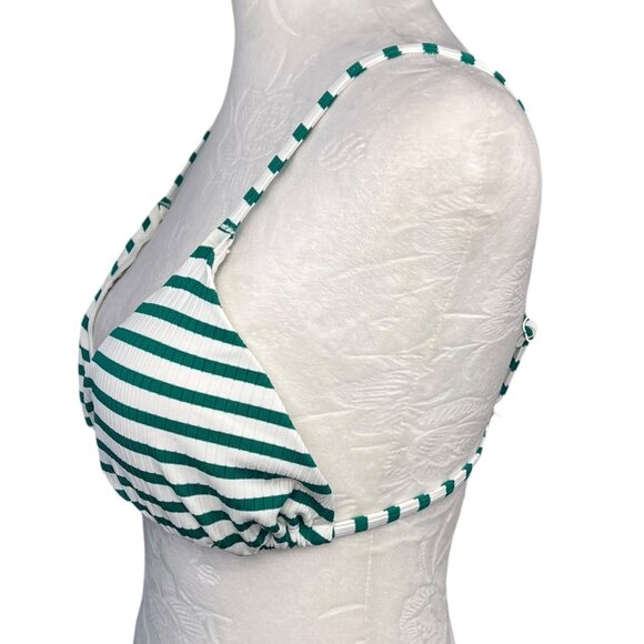 & Other Stories Green White Striped Triangle Bikini Top Tie Back Size 12 - Picture 5 of 10